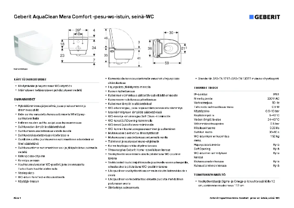 AquaClean Mera Comfort Datablad