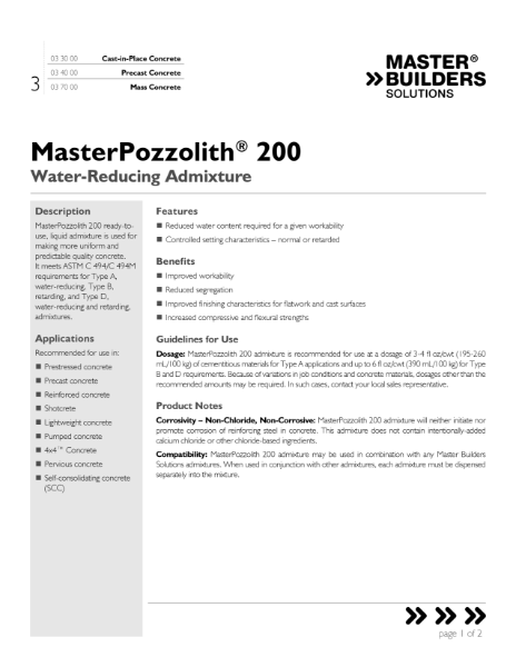 masterpozzolith-200-tds