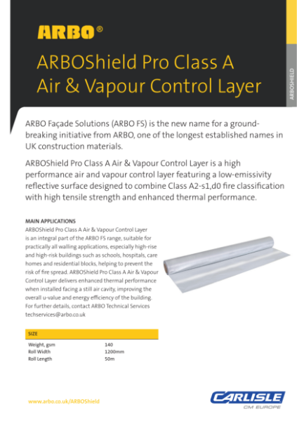 ARBOShield Pro Class A Air & Vapour Control Layer Datasheet
