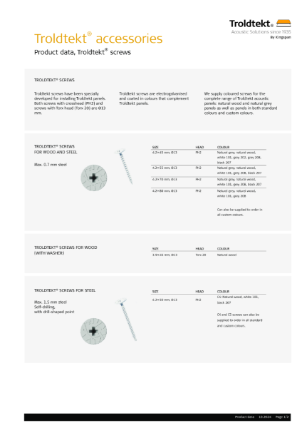 Troldtekt® Screws Data Sheet