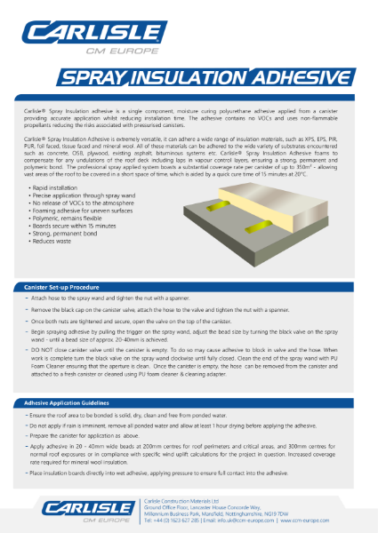 Carlisle Spray PU Insulation Adhesive