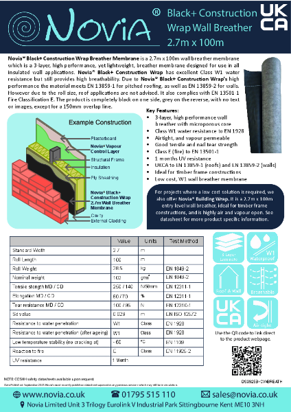 Novia Black + Construction Wrap Datasheet