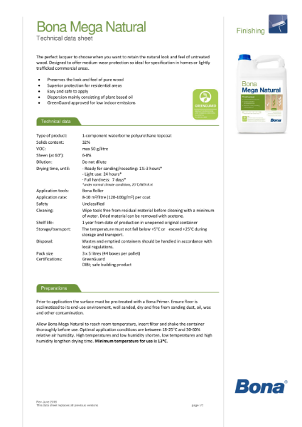 Bona Mega Natural - Technical Data Sheet