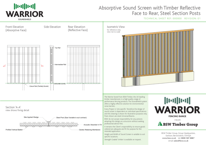 Warrior Technical Drawing - Absorptive Sound Screen