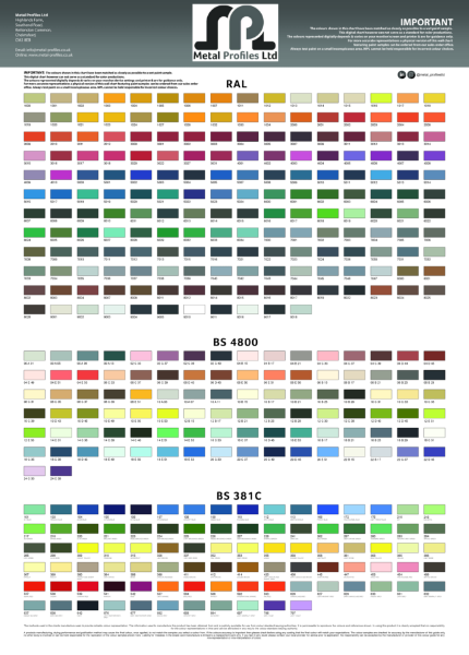 Metal Profiles Powdercoating RAL & BS Colour Chart