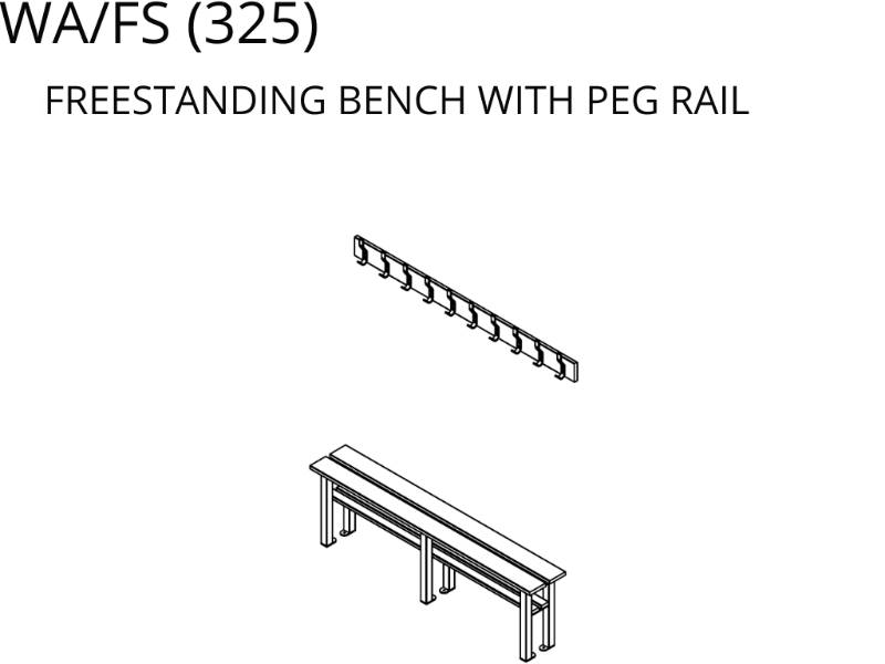 Freestanding Bench With Independent Peg Rail (WA/FS Series)