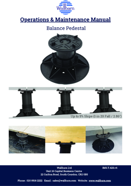 O & M Manual - Balance Pedestal (Self Levelling)