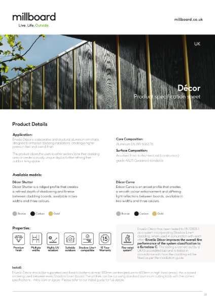 Envello Decor Product Spec Sheet