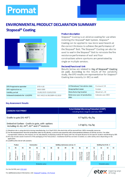FSiPromat Stopseal Coating – EPD Summary