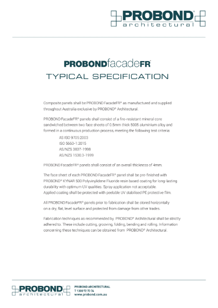 PROBOND Facade FR Typical Specification