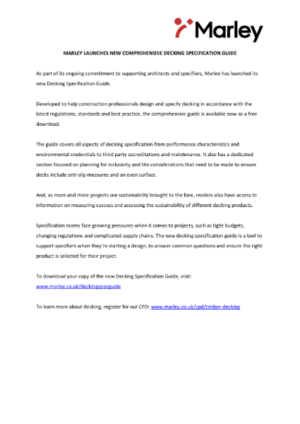 Marley launches new decking specification guide