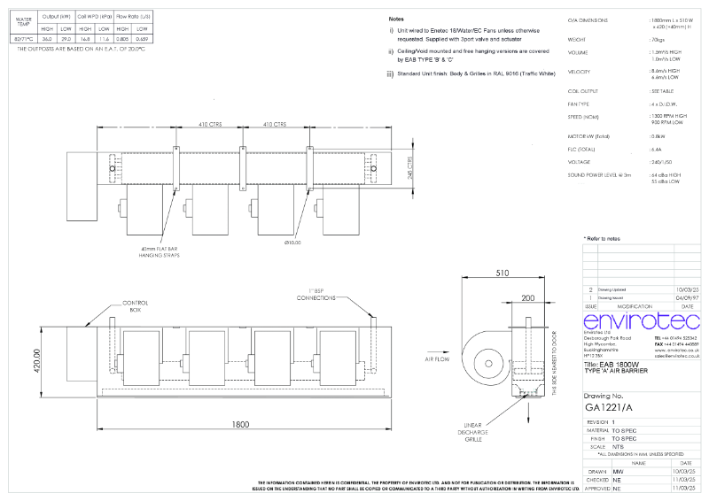 GA1221A - EAB 1800W TYPE A AIR BARRIER