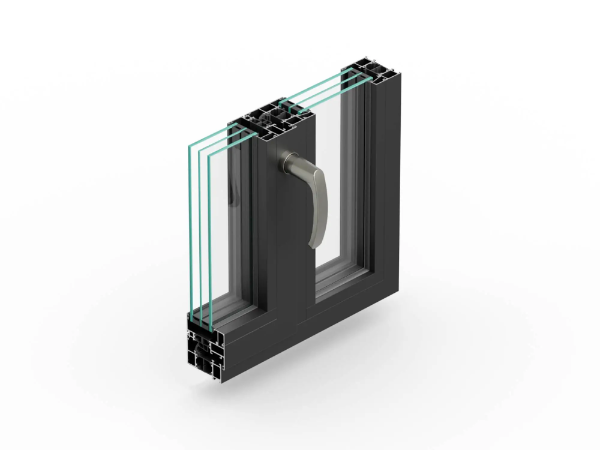 Novastruct RT 72 Reflex Aluminium Open in Window