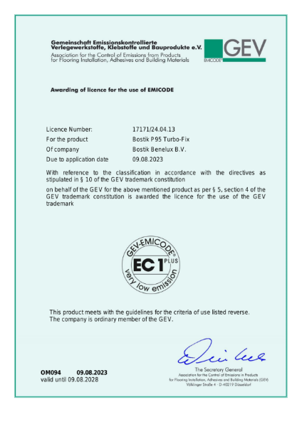 Bostik P95 Turbo-Fix GEV EMICODE EC1 Plus