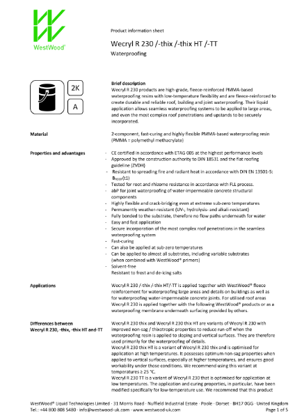 Wecryl 230 +Thix Datasheet