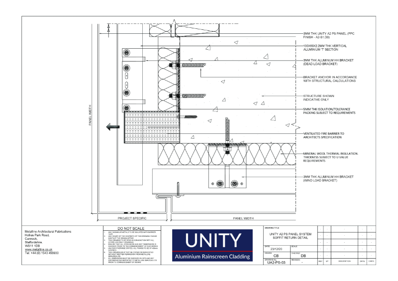 Unity A2 PS-03 Soffit Return Technical Drawing