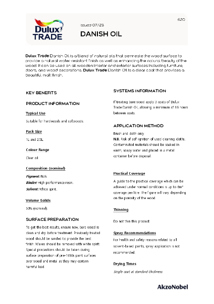 Dulux Trade Danish Oil TDS