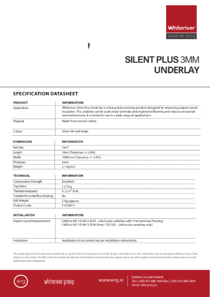 3mm Silent Plus Underlay Data Sheet