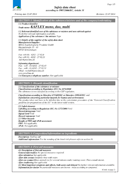 Kaflex Mono, Duo & Multi Safety Datasheet