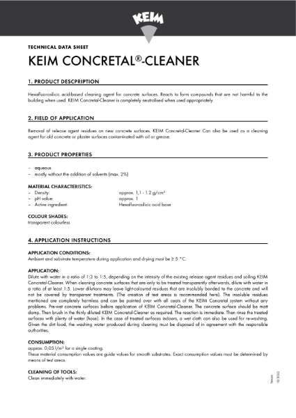 Keim Concrete Cleaner Technical Data Sheet