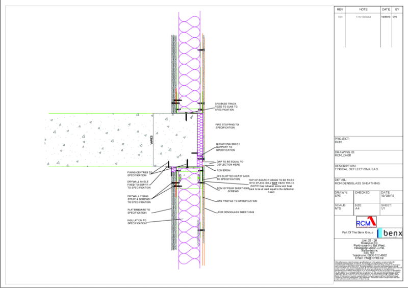 DensGlass Typical Deflection Head Technical Drawing - DH01