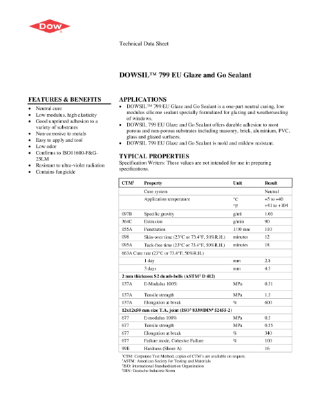 DOWSIL 799 Glaze and Go Neutral Silicone Sealant