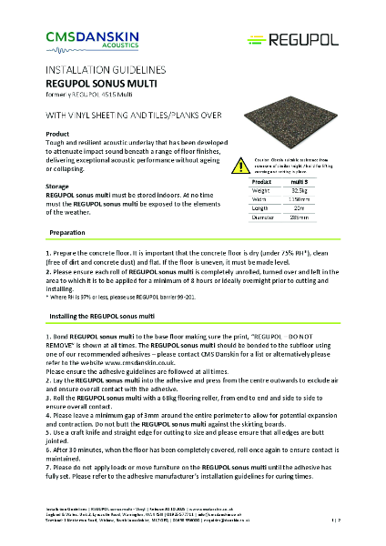 REGUPOL sonus multi (REGUPOL 4515 Multi) Vinyl - IG-en-UK Release 30 10 2025