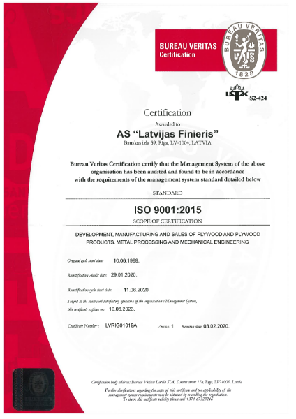 ISO 9001:2015 Certificate