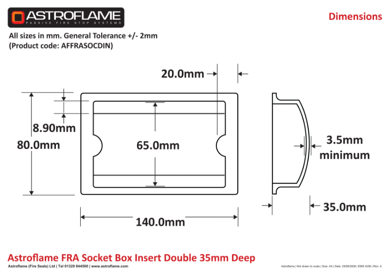 Astro FRA Socket Box Insert (Double 35mm Diagram)