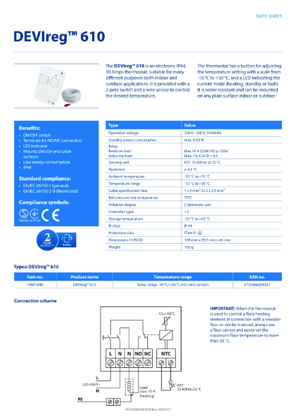 DEVIreg 610 data sheet