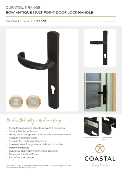 DURATIQUE™ - CO7200C DuraTique Bow Door Handle Data Card