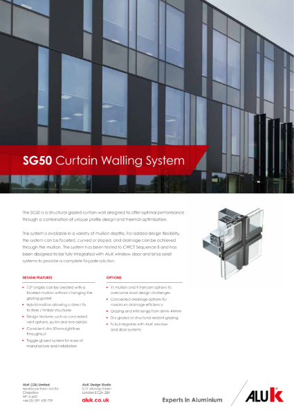 AluK SG52 Curtain Walling System Datasheet