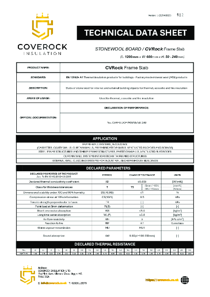 TDS - CVRock Frame Slab