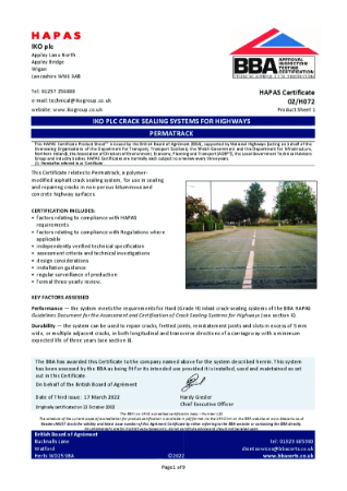 BBA HAPAS Certification