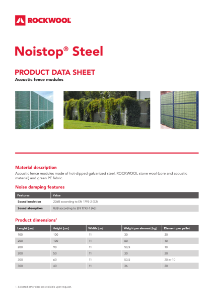 Noistop Steel Data Sheet