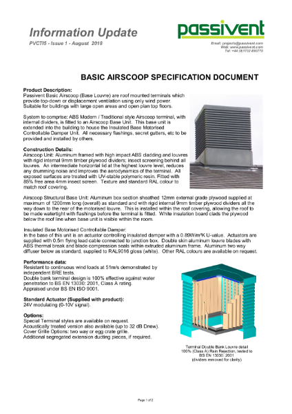 Passivent Specification Document_Airscoop Roof Ventilation Terminal - Basic