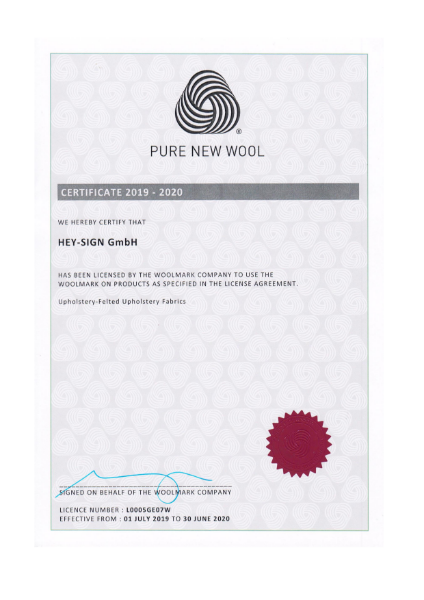 Wool Mark Certificate