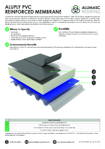 Reinforced PVC Single Ply Membrane System Data Sheet