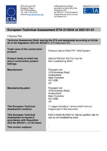Protecta Interior Paint FR-1 ETA EI 30