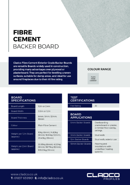 2.4 m Fibre Cement Backer Board for Construction Exterior grade