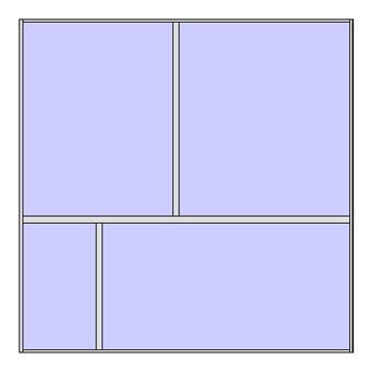 Unitized curtain walling system with 4 panels (2x2 arrangement 2) 