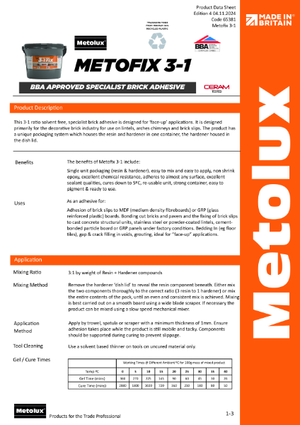 Metolux® Metofix 3-1 BBA Product Data Sheet