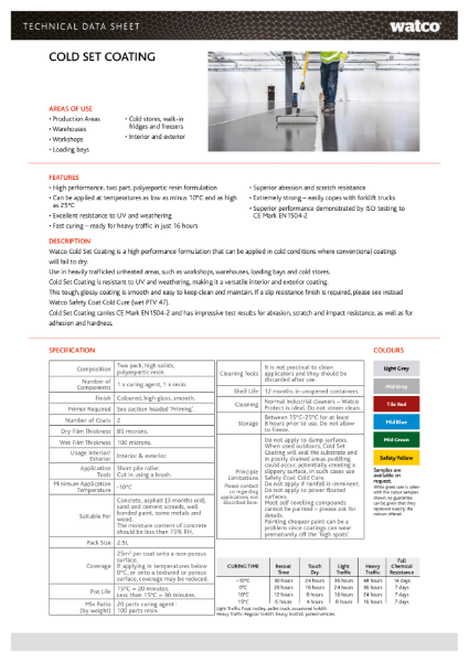 Data Sheet: Cold Set Coating