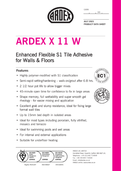 ARDEX X 11 Datasheet