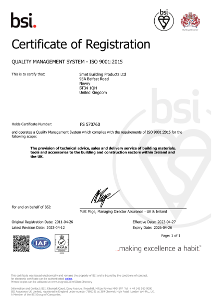 BSI Certificate of Registration ISO 9001:2015
