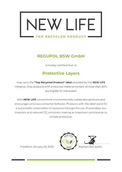 NEW LIFE - Certificate Top Recycled Product