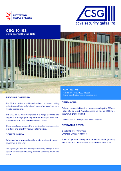 CSG 10103 Cantilevered Sliding Gate