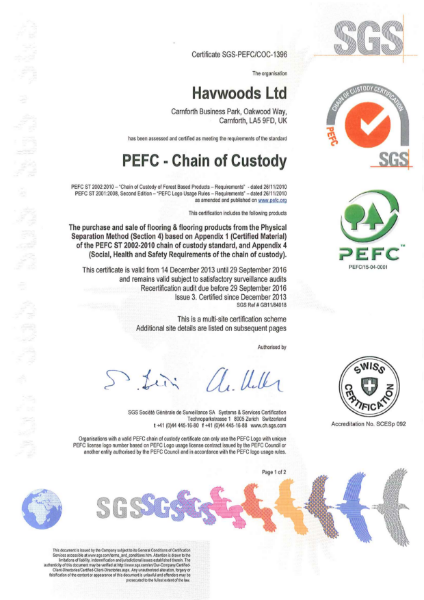 PEFC Certificate