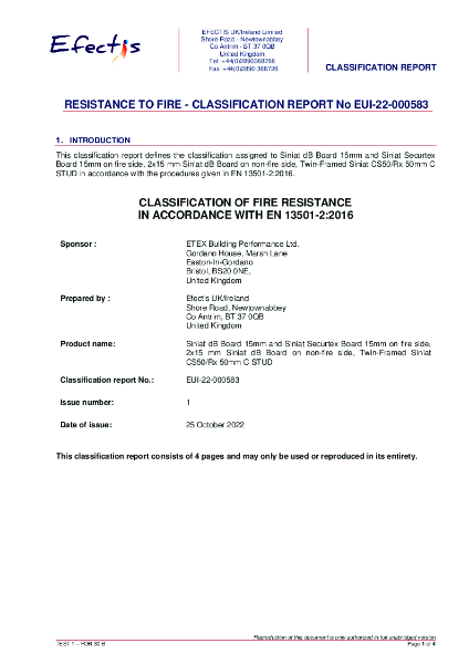 Fire classification report EUI-22-000583