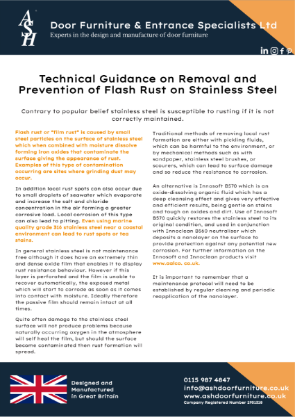 Technical Guidance on Removal & Prevention of Flash Rust